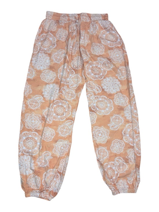 Lotus and Luna Pants - Lotus and Luna mandala paisley Boho  harem pants in a peach color Medium